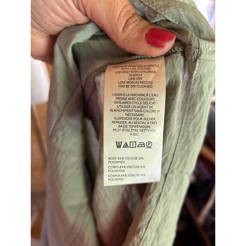 Maeve Sutton Smocked Blouse Women Small Sage Green Square Neck Bishop Sleeve Top - Picture 6 of 7